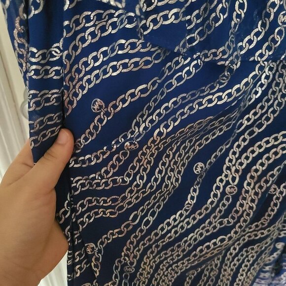 Michael Michael Kors Metallic Chain Link Print Off the Shoulder Ruffle Top XXL - Picture 4 of 8